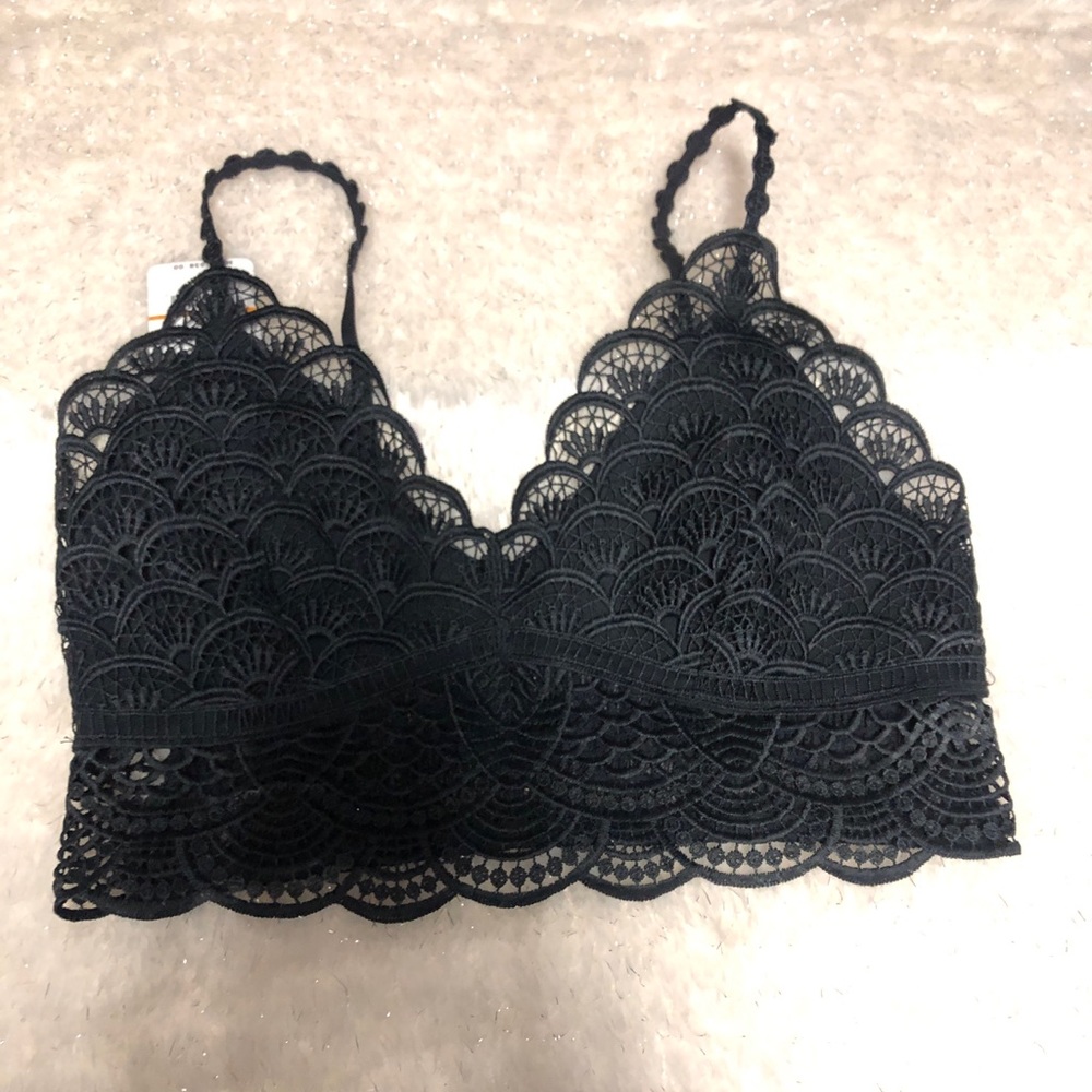 New Intimately Free People Black Lace Bra Sz Small